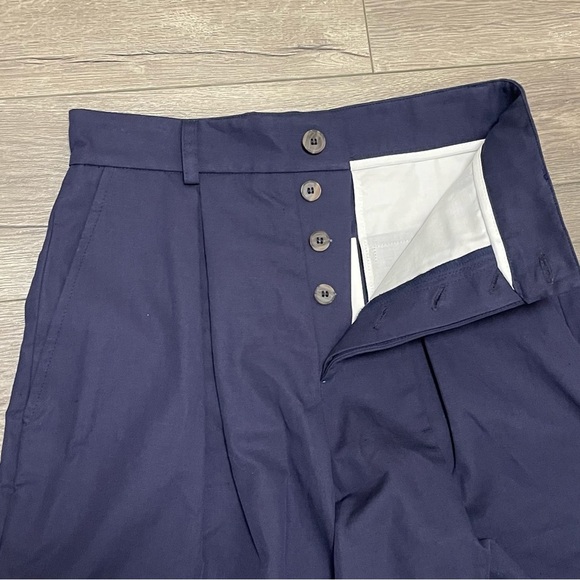 King & Tuckfield Men's Navy Blue Cuffed Shorts Pleated Button Fly Sz 31 NWT - Picture 7 of 9